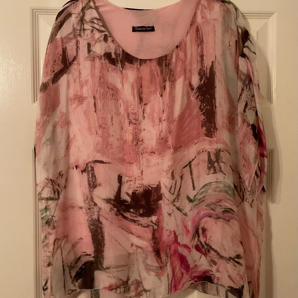 Made in Italy Pink Boxy Short Sleeve Top with Tank